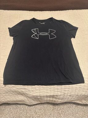 Under Armour Black Short Sleeve Tee with White Logo